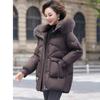 Middle-aged winter down jacket women's mother medium and long clothes winter fox fur collar white duck down warm jacket