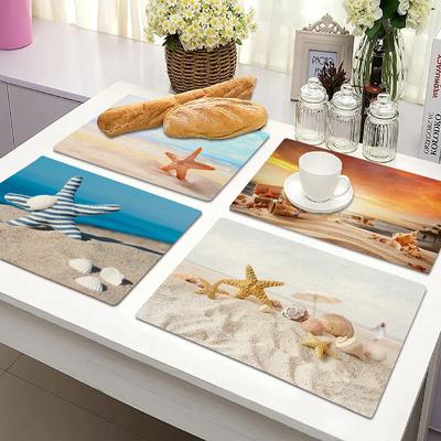Beach Starfish Placemat Summer Vibe Vacation Kitchen Decor Linen Dining Table Coaster Pad Bowl Coffee Cup Mats Tablecloth