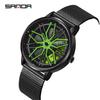 Sanda Men's Creative Wheel Quartz Watch - Trendy Rotating Waterproof Wristwatch