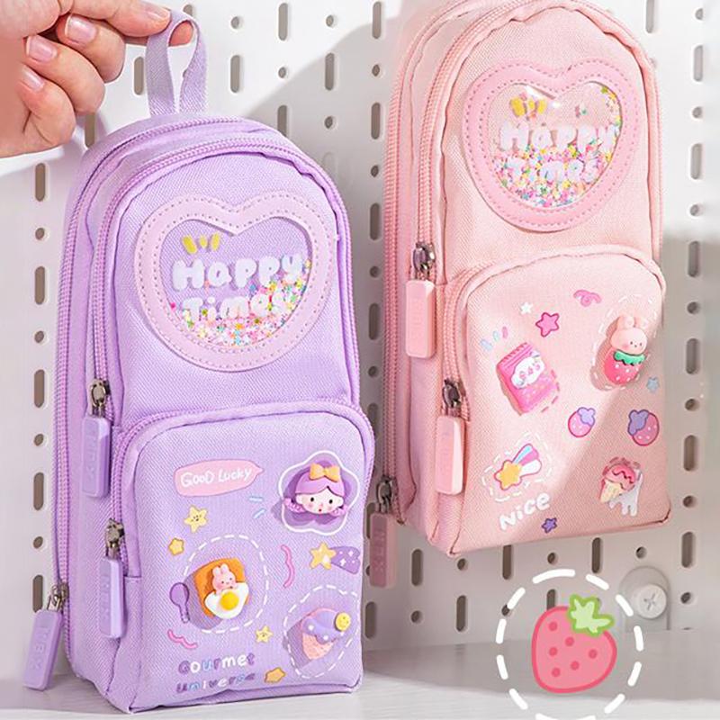 Kawaii Roztomilé Penály Velká Kapacita Plátěná Taška na Tužky Jednoduchá Roztomilá Taška na Skladování Psacích Potřeb Studentské Psací Potřeby Školní Potřeby