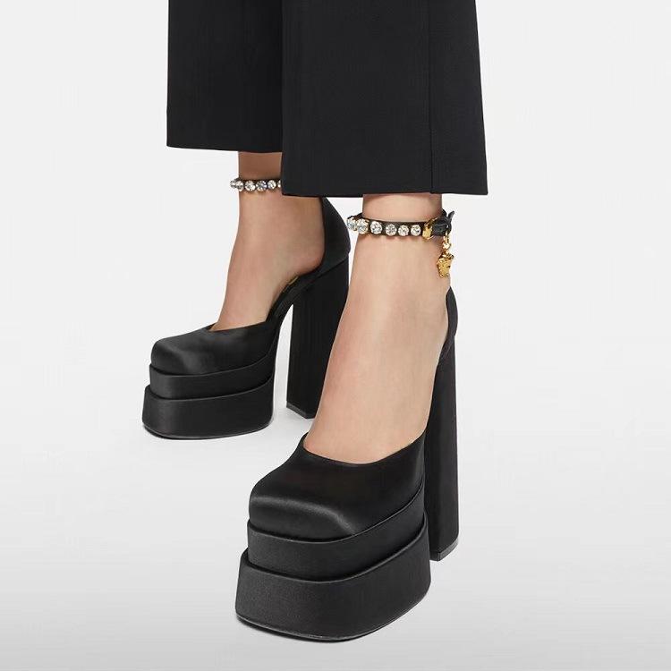 Fashion New Fashion Women Pumps Retro Mary Janes Chunky Heels Sandals Spring Platform Dress Party Wedding Basic Shoes Woman Big Size