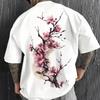 Harajuku Painting Cherry Blossoms 3D Print Breatha Quickdry Men's Women's Same T-shirt Outdoor Leisure Y2K Parent-child Clothing