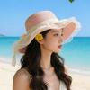 Summer sunshade UV protection beach hat lace bow sun hat