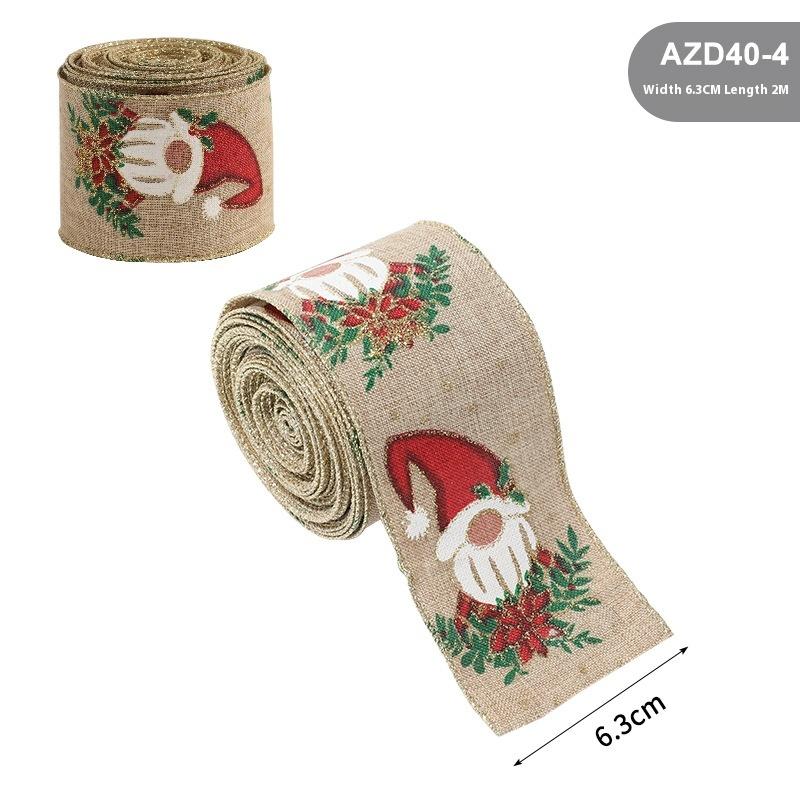 Linen Christmas Ribbons Christmas Trees Rattan Wreaths Decorative Ribbons Ribbons Party Supplies Atmospheric Decoration Ribbons