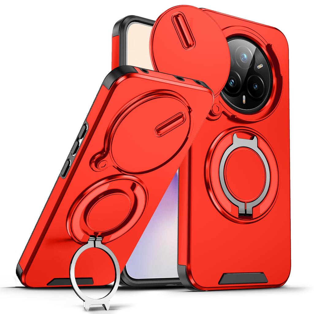Magnetic Ring Stand Phone Case For Realme 14 Pro Plus 5G Slide Camera Lens Protection TPU Frame Hard Plastic Back Cover Fundas