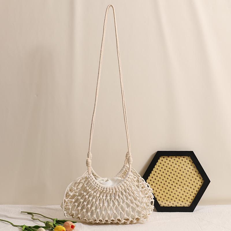 

Fashion Solid Color Woven Crossbody Bag, Chic Knitted Shoulder Purse, Versatile Hollow Handbag for Women KTB