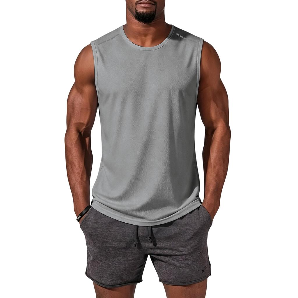 Men Sleeveless Shirt Set Quick Dry Vest Running Summer Beach Fitness Muscle Tank Top Breathable Lightweight Sportswear