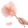 Ostrich Feather Duster 15 Inch Pink Feather Duster Cleaner with Wood Handle Practical Furniturer Dust Cleaning Tools for Home