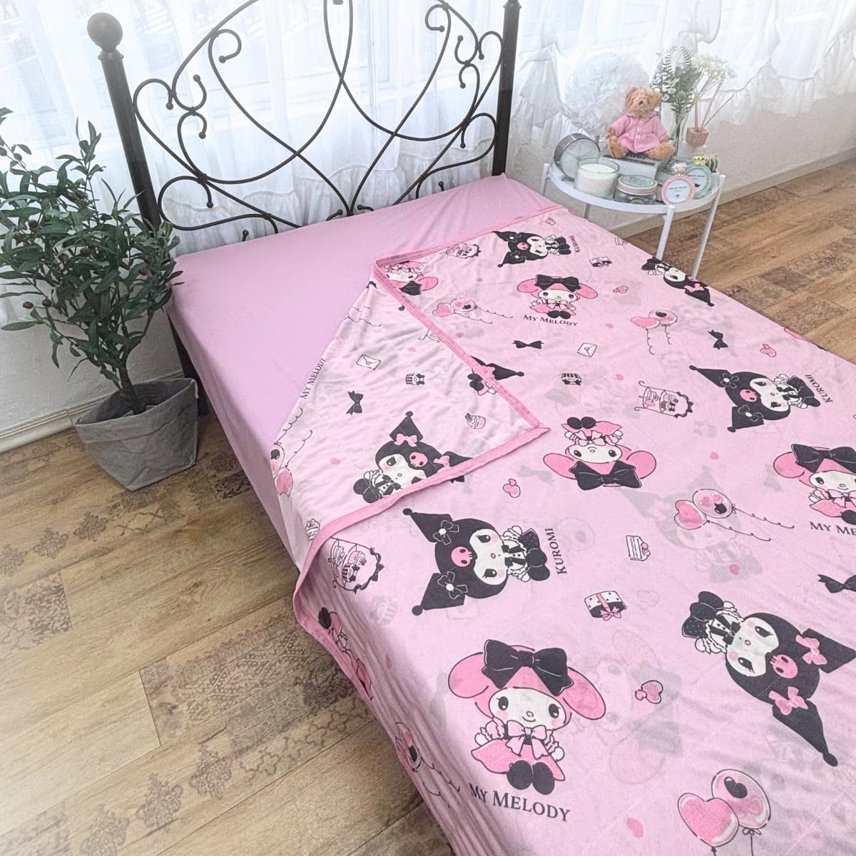 

Sanrio My Melody Kuromi Крутой 140 x 200 Мой Крутой к Персонажу Одеяло, Односпальное, см, Мелодия, Прикосновение, [SB-678-S] розовый