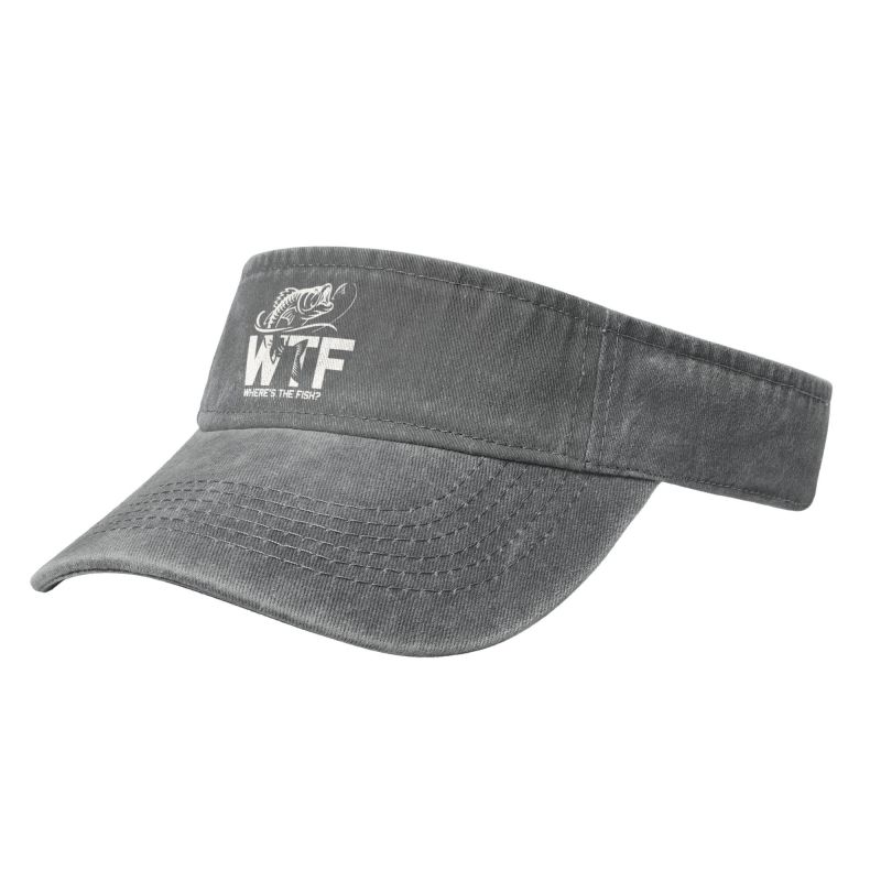 WTF Where's The Fish Print Sport Sun Visor Hats Cotton Baseball Cap Empty Top Baseball Sun Cap for Men Women Running Golf Tennis
