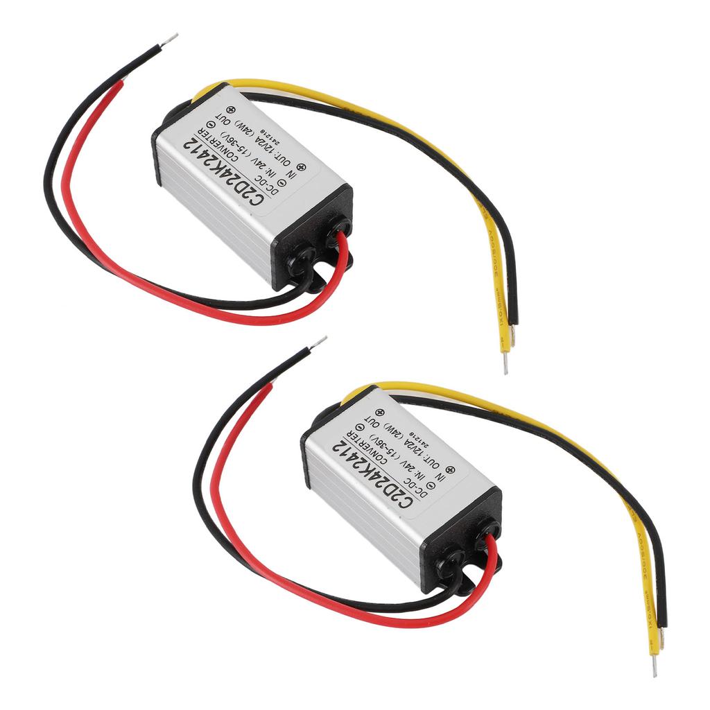2pcs to voltage converter, 24V to 12V step-down power regulator for vehicles, boats, solar systems, IP68 sling, operating temperature -40-+80
