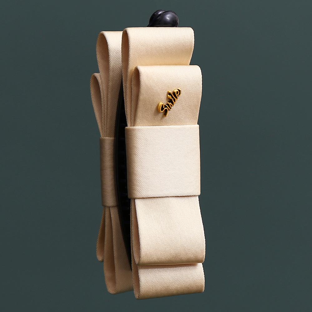 Korean Satin Gold Bow Claw Hair Clip: Elegant High-End Ponytail Accessory for Women, 2026 Style