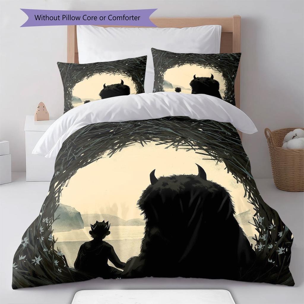 Where the Wild Things Are Pattern Bedding,Quilt Set Quilt Cover Pillowcase Home Birthday Gift(1 * Duvet Cover + 2 * Pillowcase, Without Core)