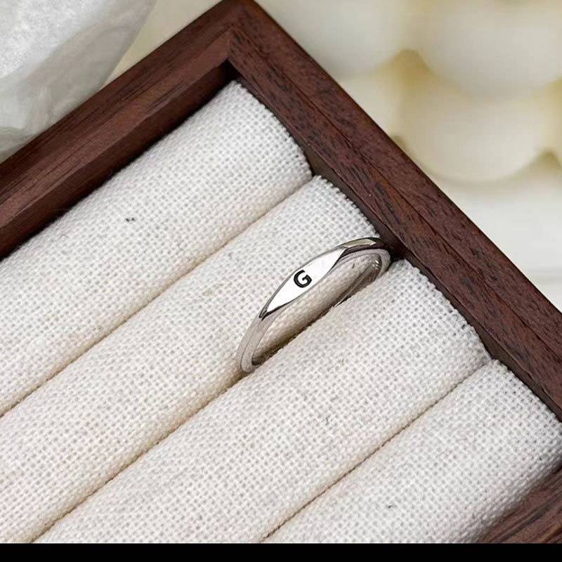Aesthetic Wedding Tiny Initial Letter Rings Jewelry Gift Women Fashion Letter Finger Gift Stainless Steel Ring