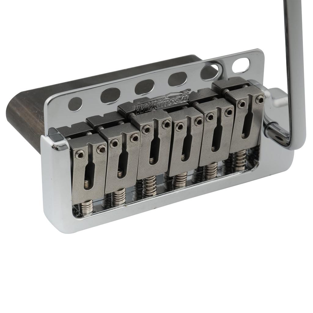 Wilkinson WVP6-SB 10.8mm 5+1 Hole Tremolo Bridge Unit with Stainless Steel Saddles and Full Steel Block for Imported/Japanese Strat Guitars, Chrome