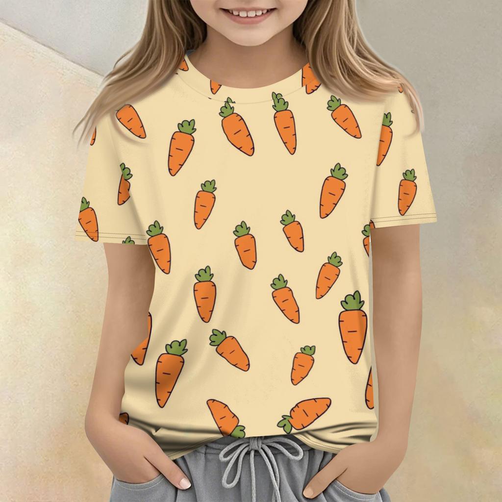 Camiseta Casual Infantil Estampada de Manga Curta com Gola Redonda