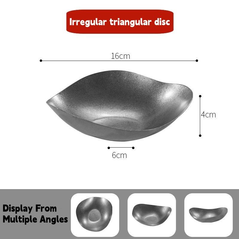 Luxury Retro Golden Dining Plate,304 Stainless Steel Plate,Irregular Shaped Shallow Plate,Industrial Style Tray,Dining Plate