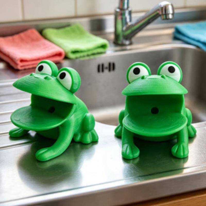 3D Printing Cute Frog Shaped Kitchen Sponge Holder Adorable Design Stable Base For Kitchen Sink Dishwashing Organization