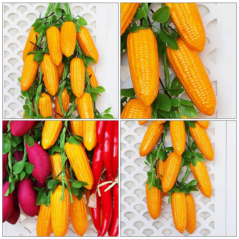 2 Pcs Simulated Corn Hanging Skewers Imitation Pendant Simulation Prop Ornament Fruit Green Office