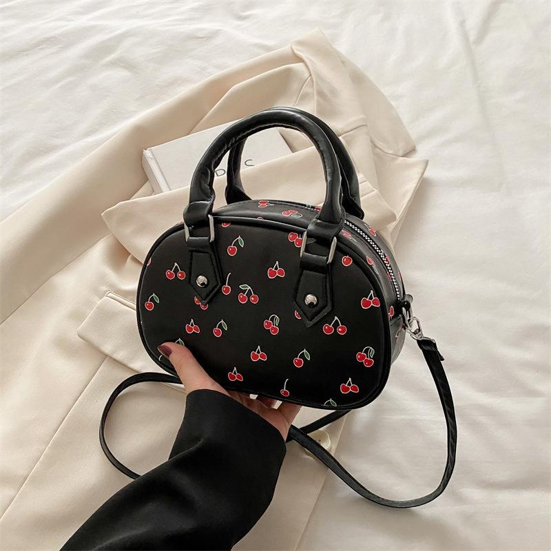 Simple and Sweet Printed Bag Messenger Bag Women's 2025 New Versatile Little Cherry Shoulder Armpit Bag Handbag