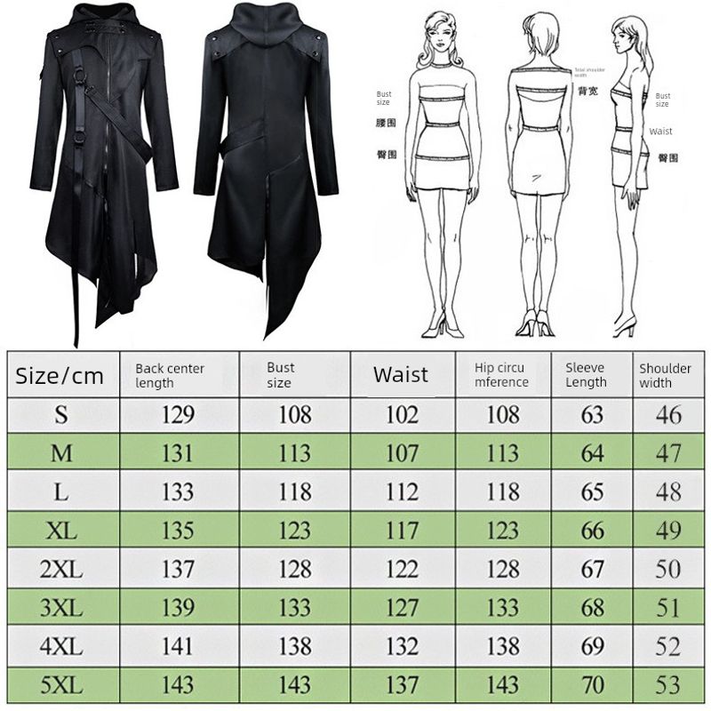 2023 Cross-Border New Model Wish Amazon New Product Gothic Autumn and Winter European and American Halloween Cos Clothing Jacket for Men