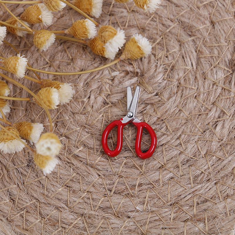 1:12 Dollhouse Mini Metal Red Scissors Simulation Furniture Scissors Model Toys