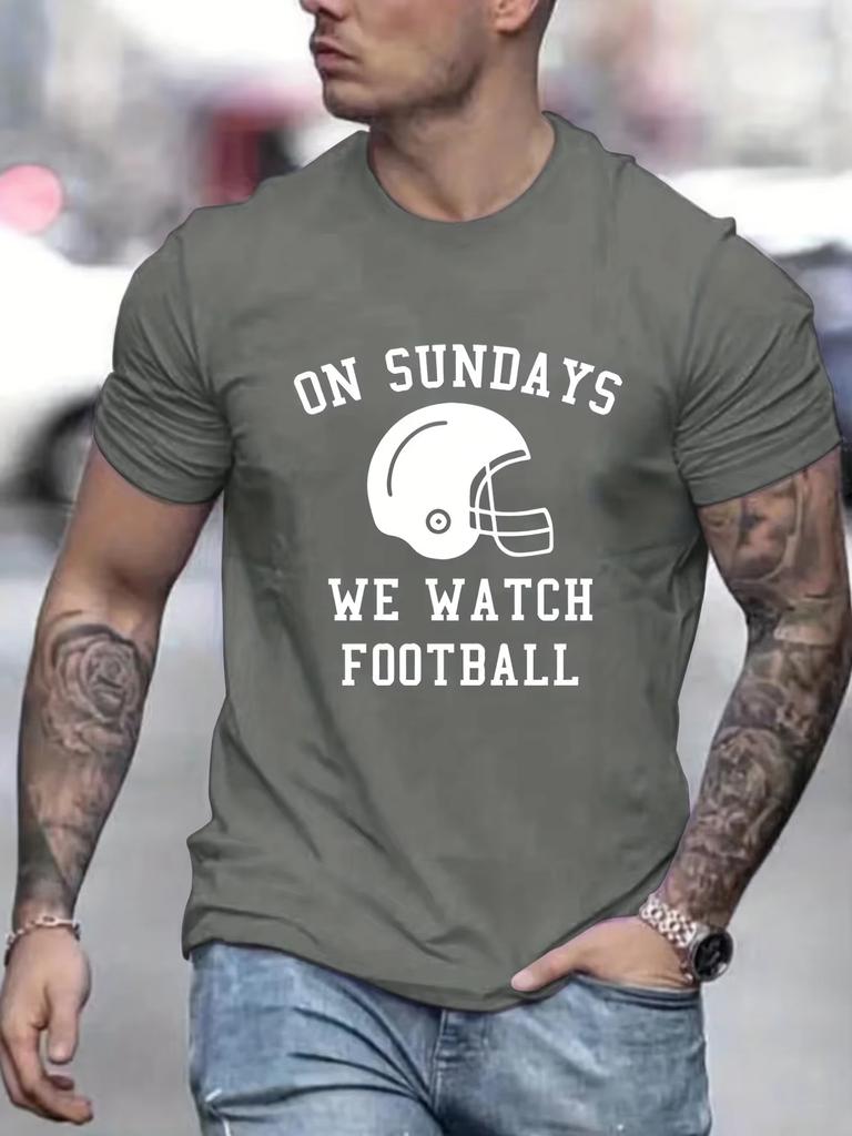 American Football Fan Watch Football On Sunday Printed Unisexs Pure Cotton Tshirt Casual Crew Neck Shortsleeved Tees Unisex