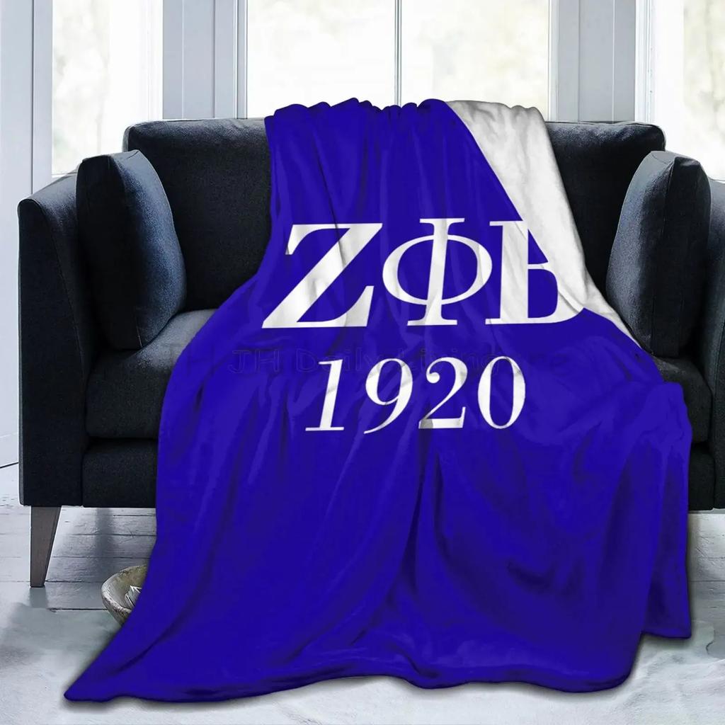 Zeta Phi Beta Print Blanket Sorority Gifts Plush Lightweight Warm Fluffy Throws Soft Flannel Fleece Blankets for Bed Sofa Couch