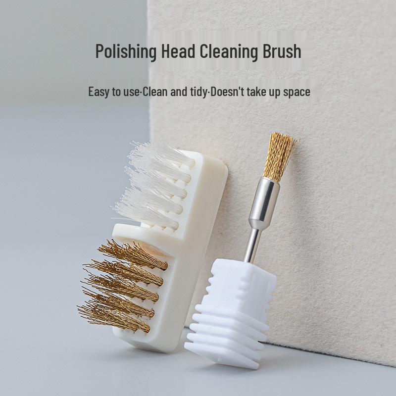 Dual-Ended Nail Drill Bit Cleaning Brush with Copper Wire and Steel Bristles