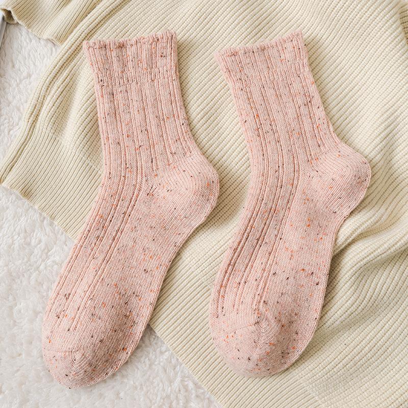 Female Autumn and Winter Thickened Warm Point Yarn Lace Lovely Wool Long Pile Pile Socks