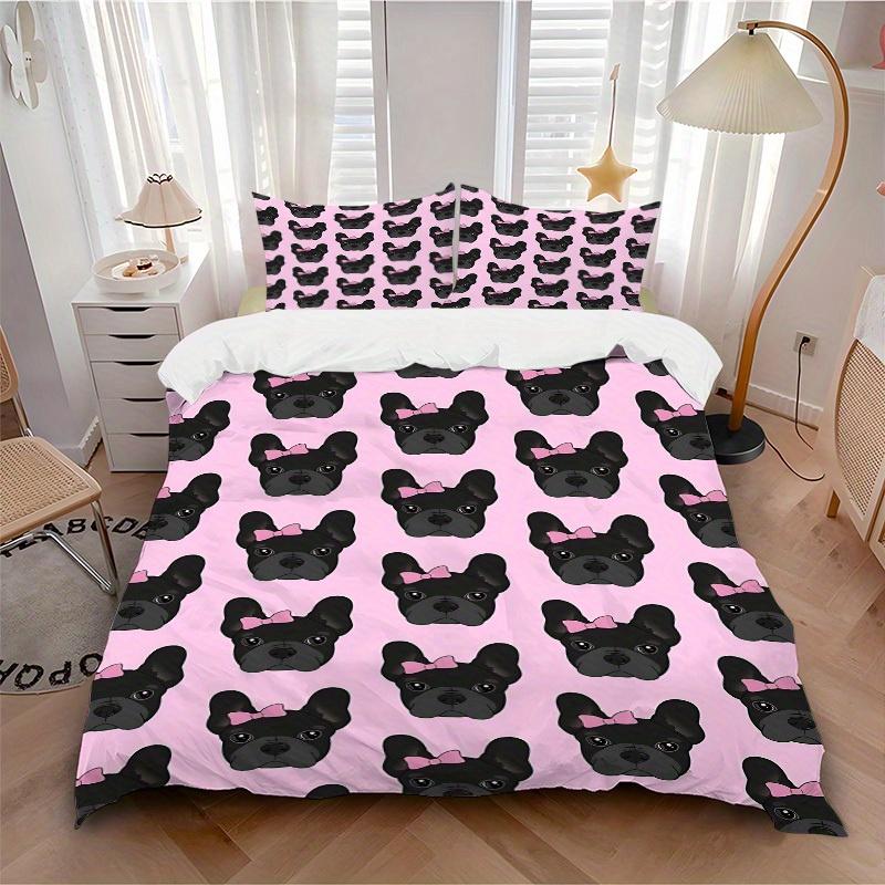 Set Biancheria da Letto per Bulldog Francese 3 Pezzi, Traspirante e Morbido, Adatto a Tutte le Stagioni, Ideale per Uso Domestico, Adatto per Arredamento Camera da Letto 21108