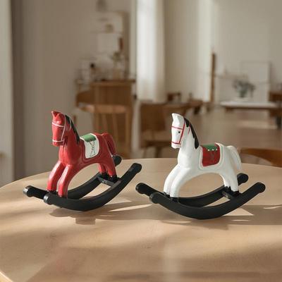 Enfeite Cavalo de Balanço de Madeira Decoração de Mesa Decoração de Sala de Estar Arte de Equilíbrio Adorno Presente Criativo Lembrança
