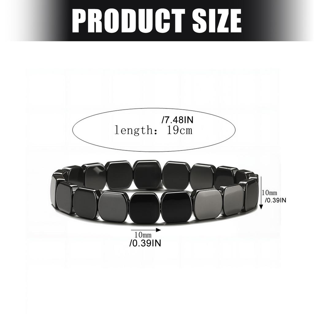 Black Hematite Beaded Bracelet Square Bead Handchain Elastic Cord Wristband Stretch Unisex Fashion Jewelry