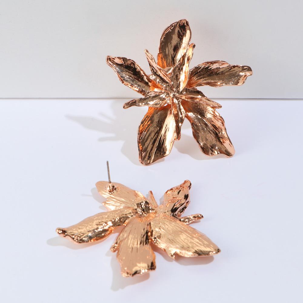 Exaggerated Trendy Elegant Charm Silver Gold Big Flower Ear Stud Drop Dangle Floral Earrings Metal