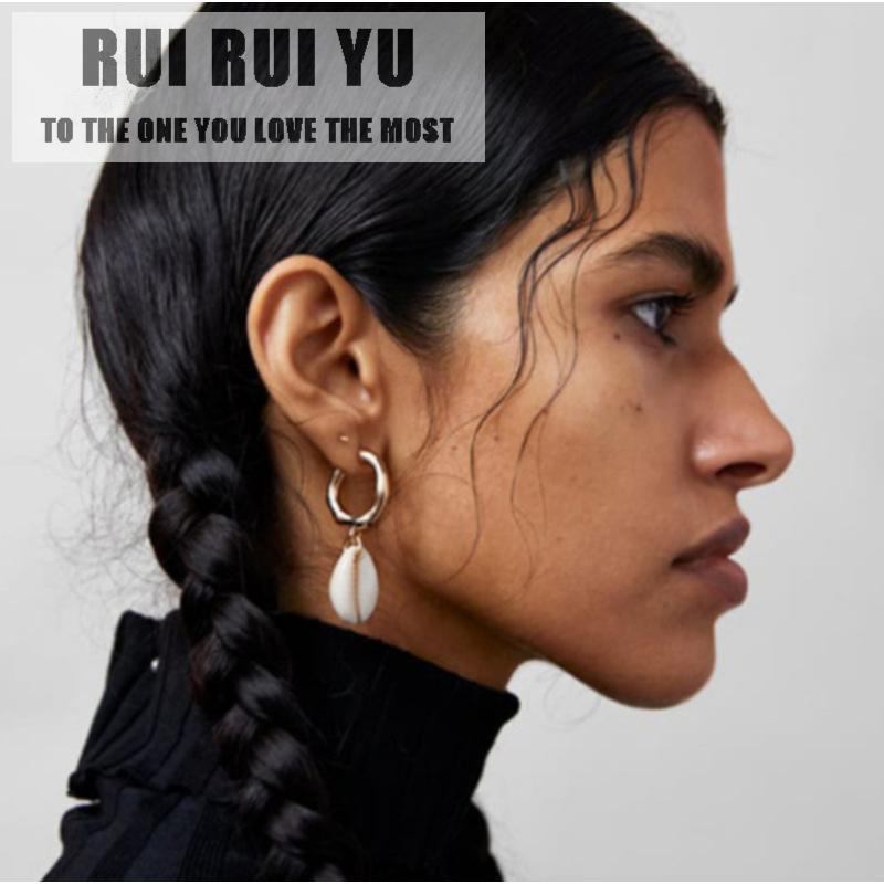 

RUI RUI YU Женщины Мужчины Мода Раковина Форма Eardrop Открытие Металлическое Кольцо Серьги