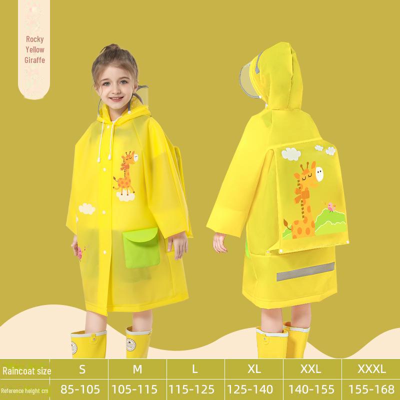 Kids' Waterproof EVA Raincoat with Large Brim and Backpack Space for Boys and Girls