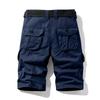 Men's Solid Color Work Pants, Cotton Six Quarter Pants, Retro Washed Multi Pocket Straight Leg Work Pants