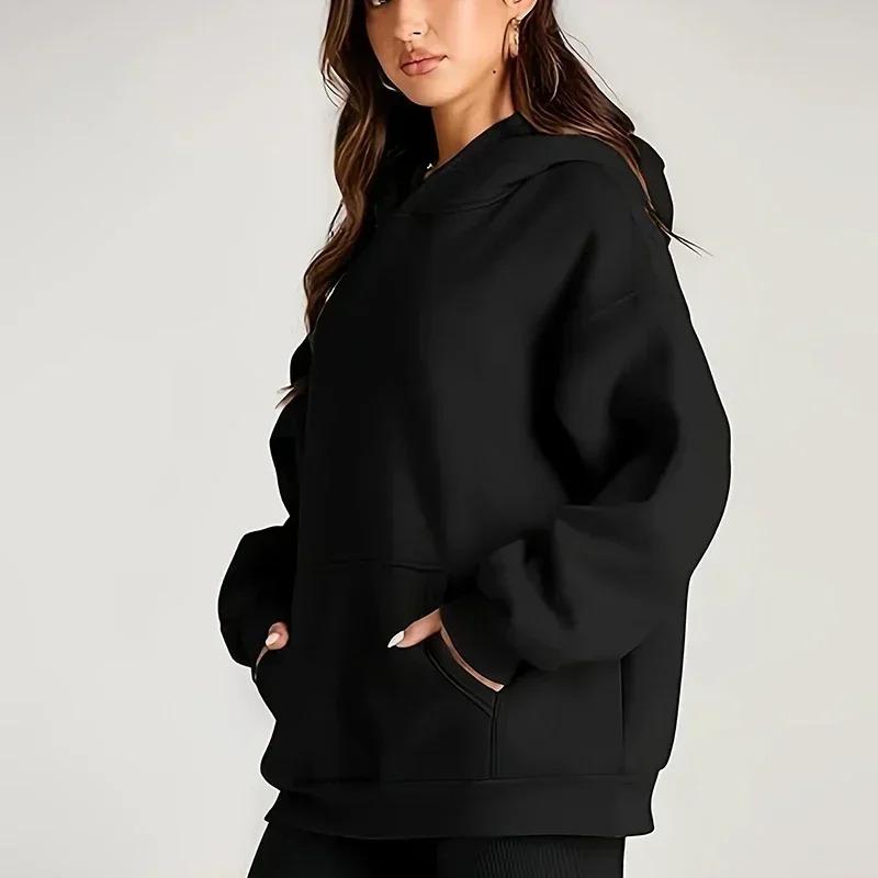 Graphic Print Long Sleeve Kangaroo Pocket Hoodies Women's Casual Y2k Sweatshirts with "Perfectly Imperfect" Lettering Clothes
