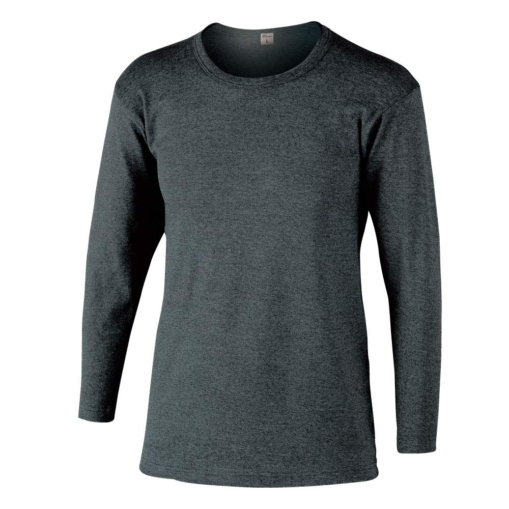 Otafuku Glove Winter Long Crew Moke Size M Men's Innerwear, Sleeve, Neck, Heat-Retaining, 3/4 Sleeves, JW-169, Gray, (3-Pack)