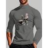 Polyester Men's Mock Neck Long Sleeve, Suitable for Home Leisure Time