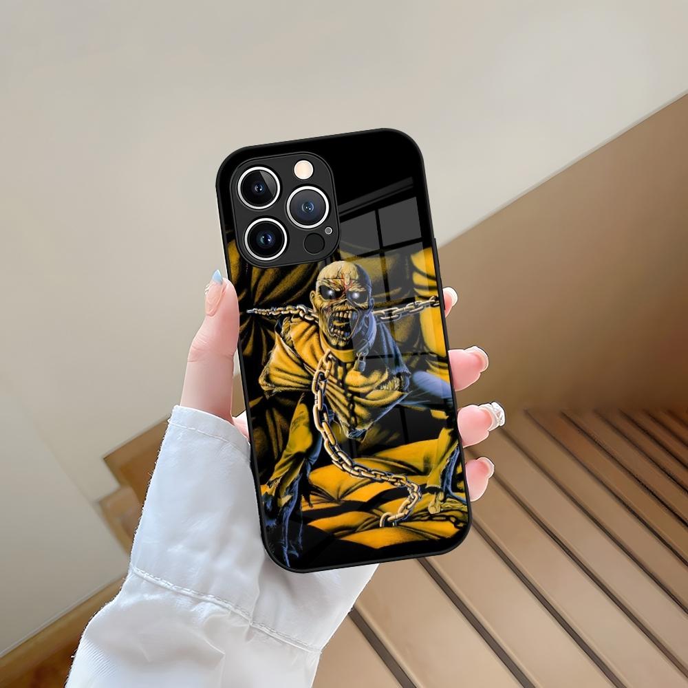 Skeleton Rock Band fashion Phone Case Tempered Glass For iPhone 13 15 14 12 11 Pro Max Plus Mini X XR XS 8 7 6s SE2020 Coque