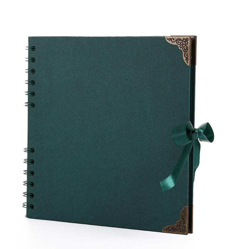 DIY Scrapbook Album 8palcová čtvercová prázdná stránka pro uchování vzpomínek Papír 30 listů Držák na fotografie Kniha vzpomínek s mašlí