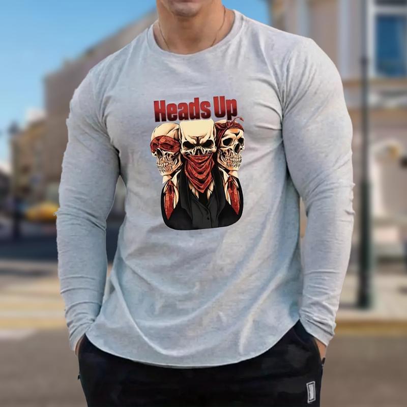 

Креативный принт черепа мужские футболки с длинным рукавом футболки с круглым вырезом повседневный свитер мужская одежда больших размеров 8XL бежевый