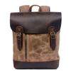 Waxed Canvas with Leather Backpack Vintage Style College Bag Bagpack Waterproof Outdoor Travel Rucksack Daily School Bag for Men