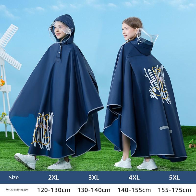 Children's Poncho Raincoat for Boys and Girls, Full-Body Waterproof with Backpack Space, Suitable for Older Children and Students, Special Pullover
