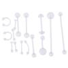 15Pcs Clear Belly Ring Earring Lip Ring Tongue Barbell Nipple Bar Body Piercing