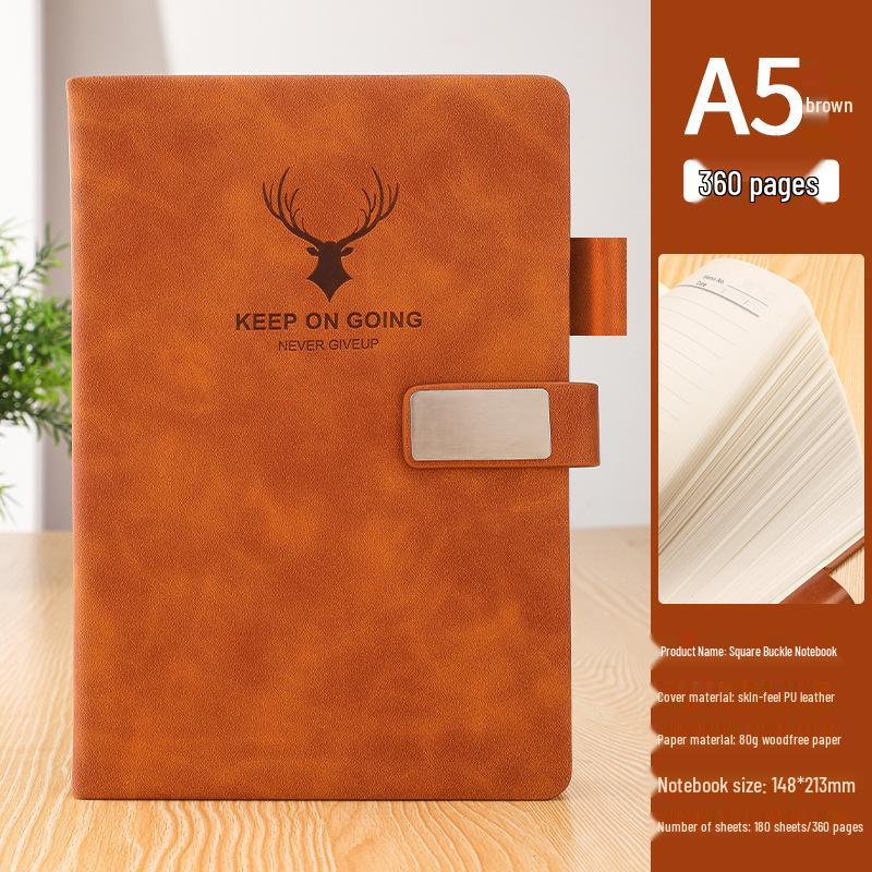 A5 Sheepskin Leather Business Notebook – Thick, Soft Cover for Meetings & Records