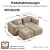 Modular Two-Seater Sofa with Two Stools, Without Struts, 32D High-Density Foam, Deep Seat, Soft Fabric, Ideal for Living Room and Apartment, Sand.