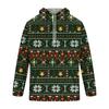 Men's Casual Loose Fit Hooded Sweatshirt with Christmas Print and Large Pockets