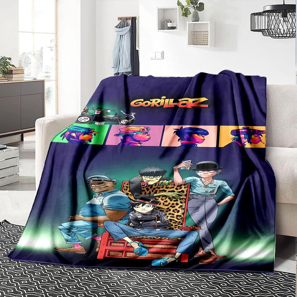 1pc Blanket - Gorillaz band Print Design,Lightweight Blanket for Sofa,Bed- Soft &Warm,Gift for All Seasons